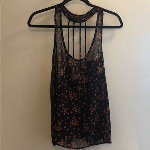 Star print sheer tank with straps back